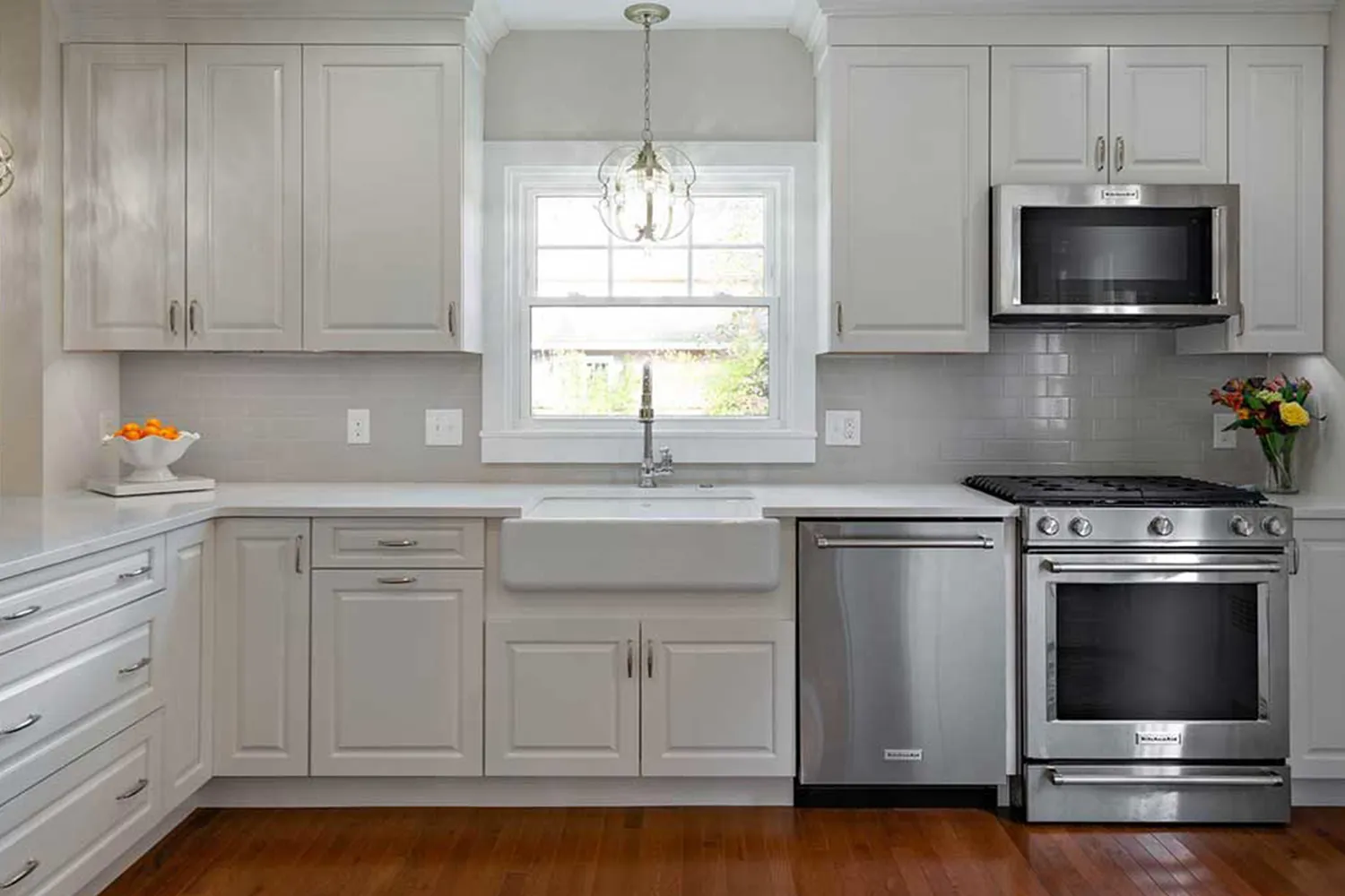 Cabinet detail and farmhouse sink